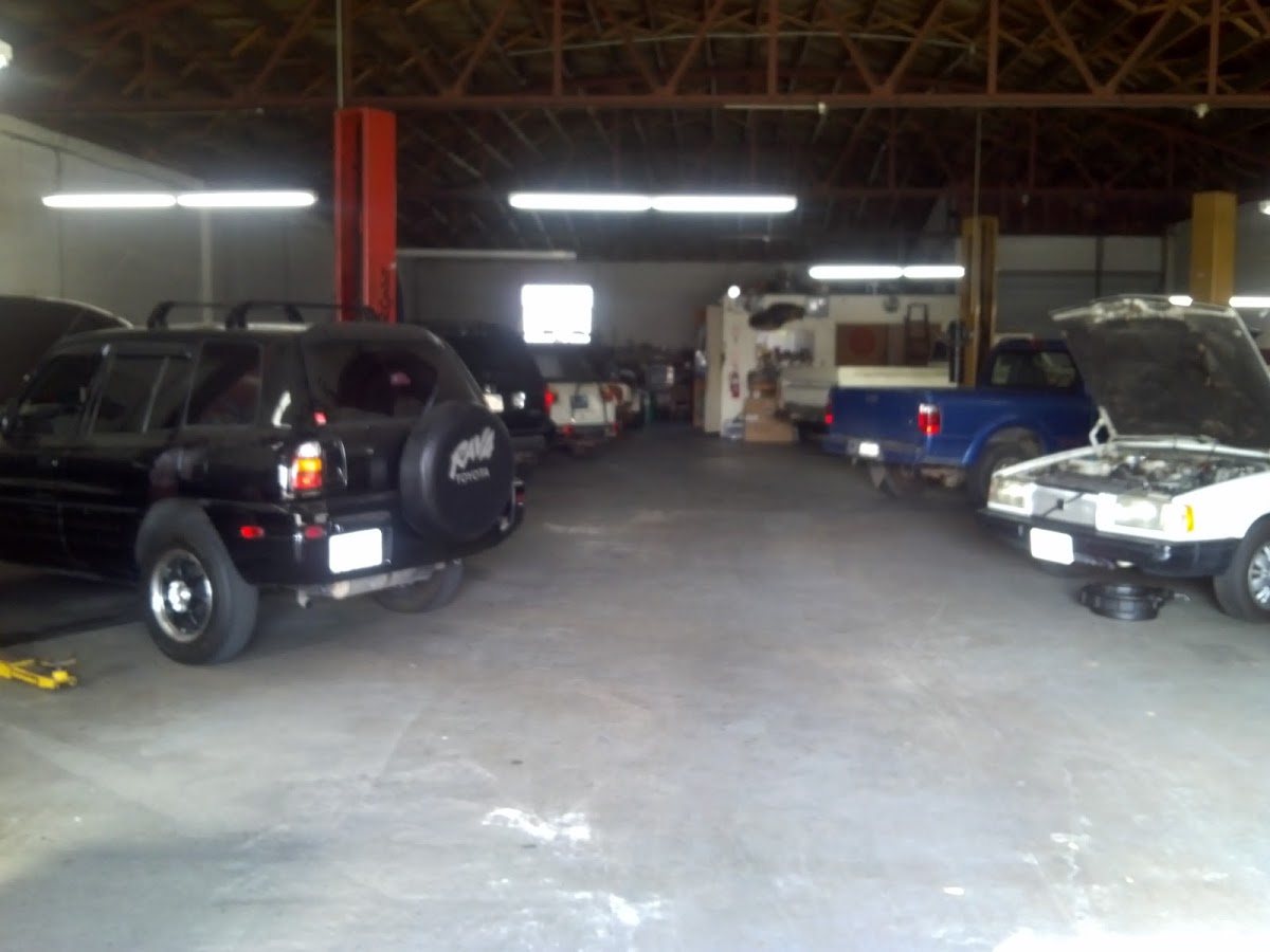Inside the shop with vehicles in service